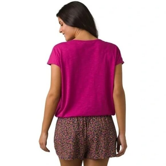 Prana Women's Ocupas Popover Blouse Top Pin-Tuck Keyhole Orchid Bloom - Picture 2 of 9